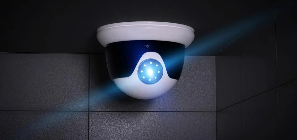 Security CCTV camera system - 3d rendering Stock Illustration