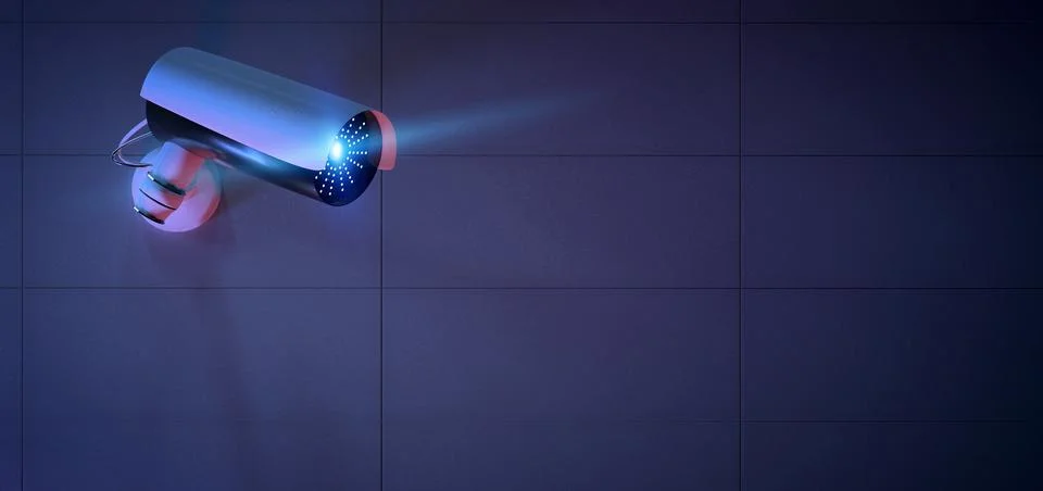 Security CCTV camera system - 3d rendering Stock Photos