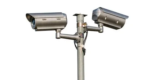 Security CCTV video camera. Isolated on white background. Stock Photos