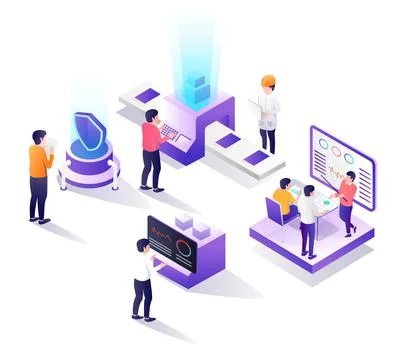 Security center and machine server Stock Illustration