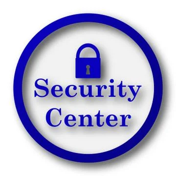 Security center icon. Blue internet button on white background.. Illustrazione stock