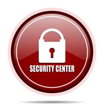 Security center red glossy round web icon. Circle isolated internet button fo Illustrazione stock
