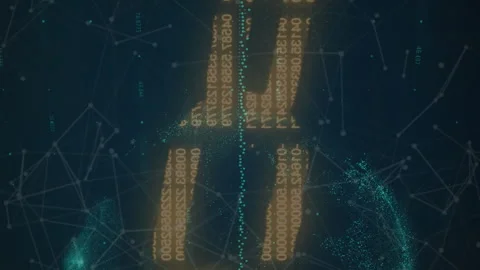 Security chain icon and network of connections over spinning globe against blue Stock Footage 312390059