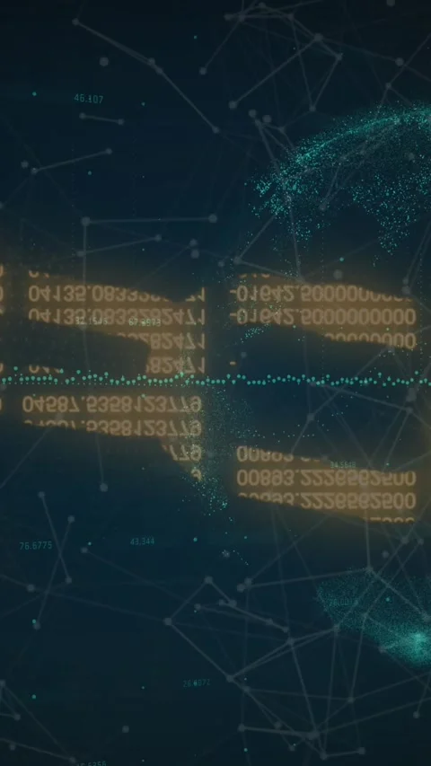 Security chain icon and network of connections over spinning globe against blue Stock Footage 322955606