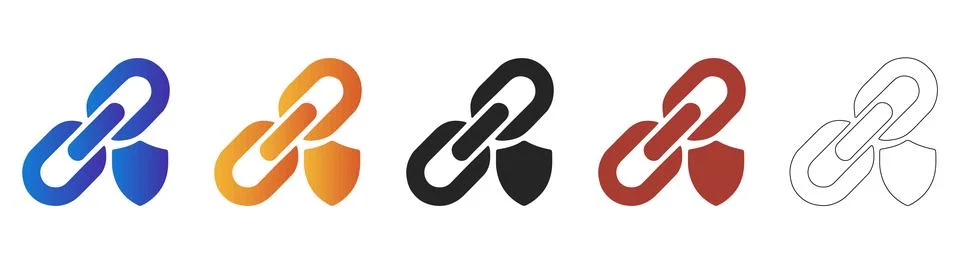 Security chain link with shield icon set Stock Illustration