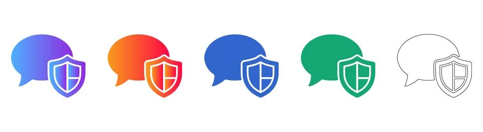 Security Chat Bubble Guard Icon Set Illustrazione stock