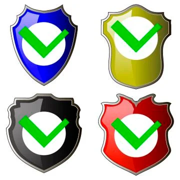 Security Check Icon, Shield Logotype, Protect Sign. Mark Approved Logo, Guard Stock Illustration
