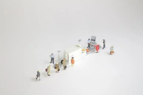 A security check with isometric people in queue Foto stock