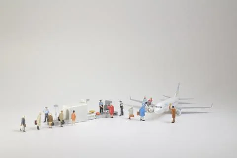 A security check with isometric people in queue Foto stock