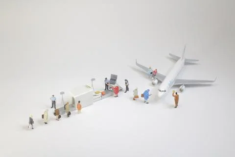 A security check with isometric people in queue Foto stock