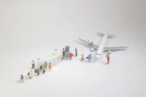 A security check with isometric people in queue Foto stock