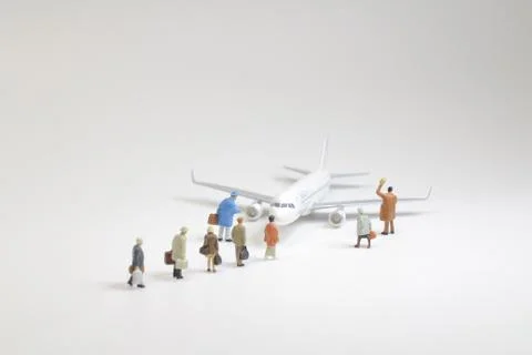 A security check with isometric people in queue Foto stock