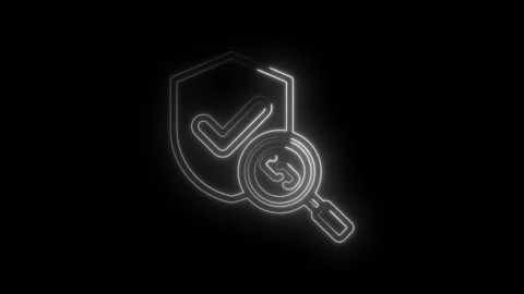 Security Check Magnifying Glass Icon Neon Glow Abstract Background Verified 스톡 동영상 333961377
