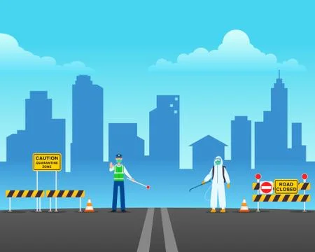 Security Check On Quarantine Zone Stock Illustration