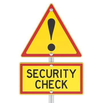 Security Check, warning road sign. 3D rendering 스톡 일러스트