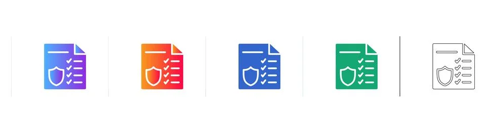 Security Checklist Document Icons with Shield Symbol Stock Illustration