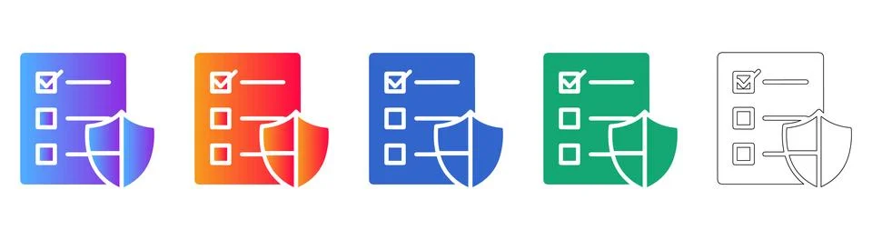 Security Checklist Icons with Shield Symbol Illustrazione stock