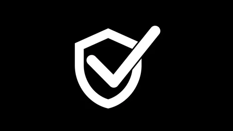 Security Checkmark on Shield Icon Animation, Animated Line Check Mark Icon .. Stock Footage 307764659