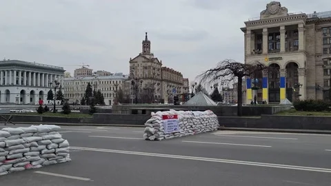 Security Checkpoint at Independence Square, Kyiv Ukraine During War Stock Footage 172448510