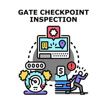 Security checkpoint inspecting access and control system Stockillustratie