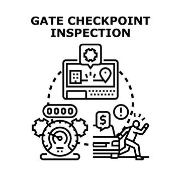 Security checkpoint inspecting access and control system Stock Illustration