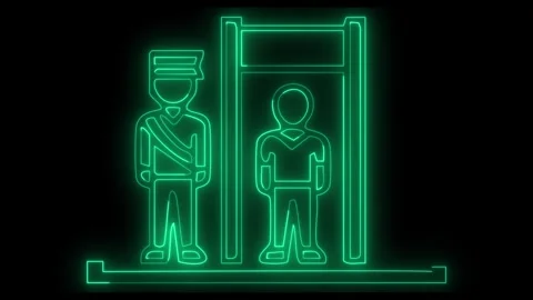 Security checkpoint neon glow animation. Entrance control. Airport check 動画素材 330849173
