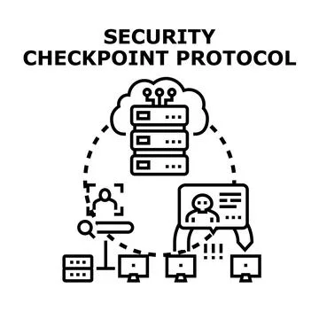 Security checkpoint protocol for data access control Illustrazione stock