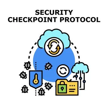 Security checkpoint protocol ensuring data protection and privacy Stock Illustration
