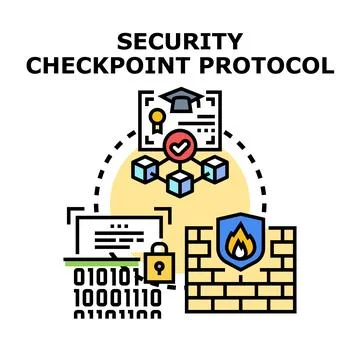 Security checkpoint protocol verifying data access concept Stockillustratie