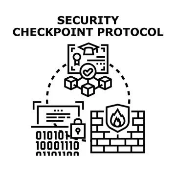 Security checkpoint protocol verifying data access concept Stock Illustration