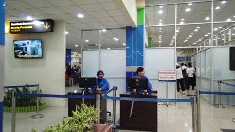 Security Checkpoitnt Area at Sam Ratulangi Airport Stock Footage 130205794