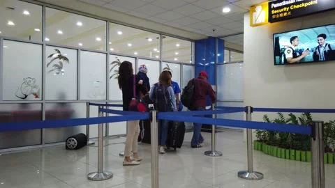 Security Checkpoitnt Area at Sam Ratulangi Airport Stock Footage 130206517