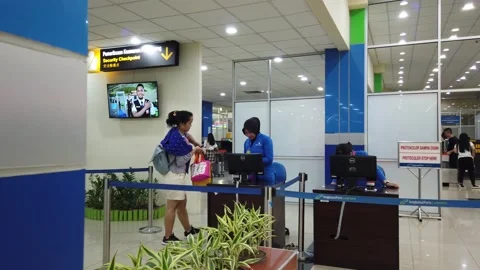 Security Checkpoitnt Area at Sam Ratulangi Airport Stock Footage 130207670