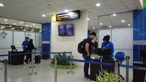 Security Checkpoitnt Area at Sam Ratulangi Airport Stock Footage 130208674