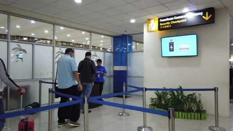 Security Checkpoitnt Area at Sam Ratulangi Airport Stock Footage 130208839