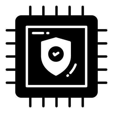 Security chip, Protection and security vector icons set cyber computer netw.. Stock Illustration