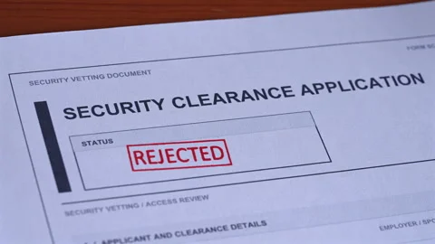 Security Clearance Application Rejected Stamp Coming Down On Form Stock Footage 345639010