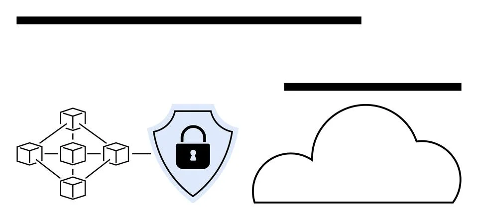 Security in Cloud Computing Blockchain Integration with Secure Data Shield Stock Illustration