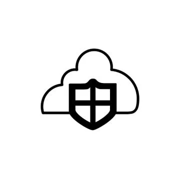 Security cloud computing with shield line style Stock Illustration