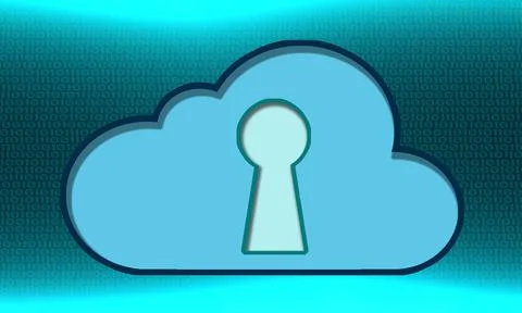 Security cloud with a keyhole figure for an information privacy concept Stockillustratie