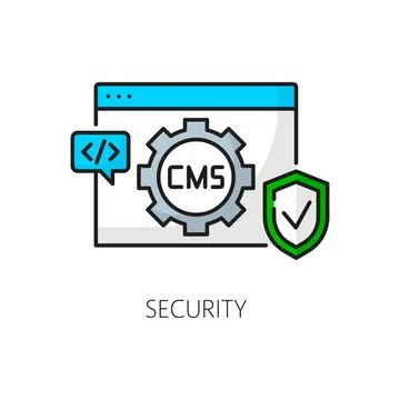 Security. CMS, content management system line icon Stock Illustration