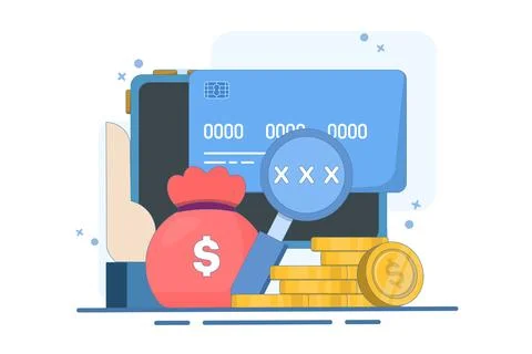 Security code financial concept, Smart phone with payment card. Stockillustratie