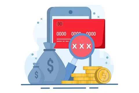 Security code financial concept, Smart phone with payment card. イラスト素材