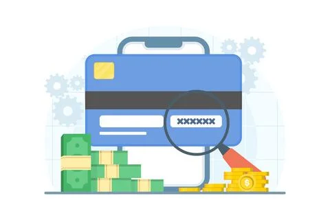 Security code financial concept with smartphone, payment card. Stockillustratie