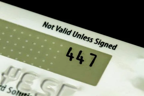 Security code location on smart credit card back side. Stock Photos