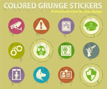 Security colored grunge icons Stock Illustration