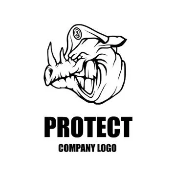 Security company vector logo design template. Protection logo. Rhino in unifo Stock Illustration