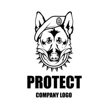 Security company vector logo design template. Protection logo.Dog in uniform. Stock Illustration
