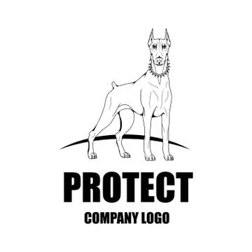 Security company vector logo design template. Protection logo.Doberman Dog. L Illustration