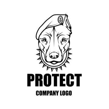 Security company vector logo design template. Protection logo. Dog in uniform Stock Illustration